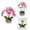 Giulia Real Touch Pink White Orchid Arrangement in Beveled Silver Vase